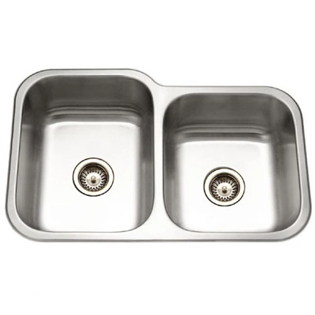 Houzer Elite Series 32" Stainless Steel Undermount 60/40 Duplice Bowl Kitchen Sink Small Right Bowl