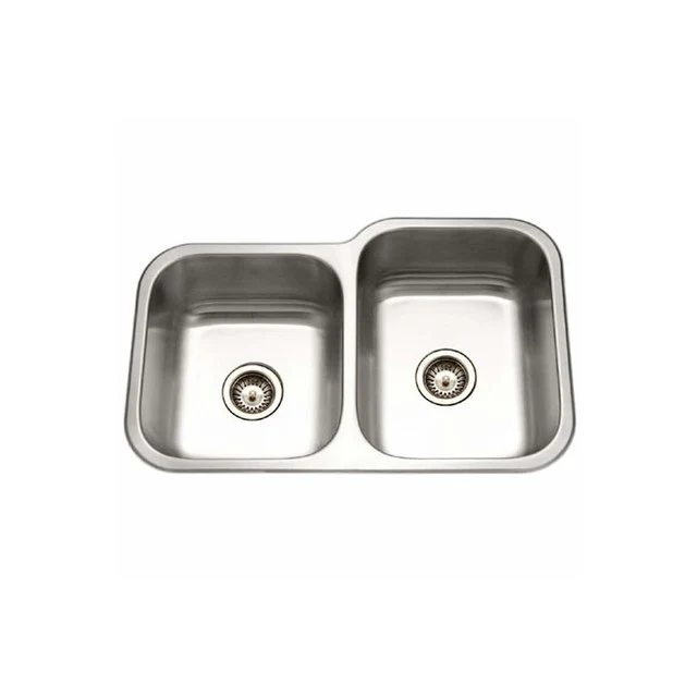 Houzer Elite Series 32" Stainless Steel Undermount 40/60 Gemello Bowl Kitchen Sink Small Left Bowl
