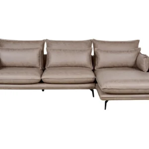 Left Hand Faux Dermantin Corner Sofa Light Brown GALLO