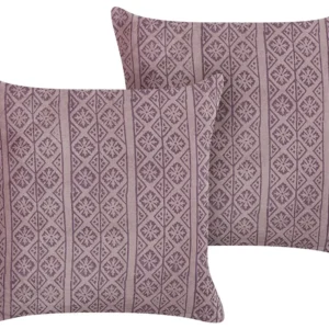 Set 2 velluto Cushions Geometric Pattern 45 x 45 cm Pink SILYBUM