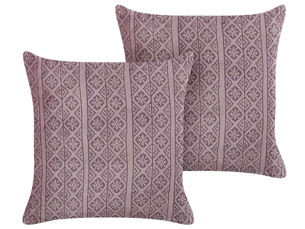 Set 2 velluto Cushions Geometric Pattern 45 x 45 cm Pink SILYBUM
