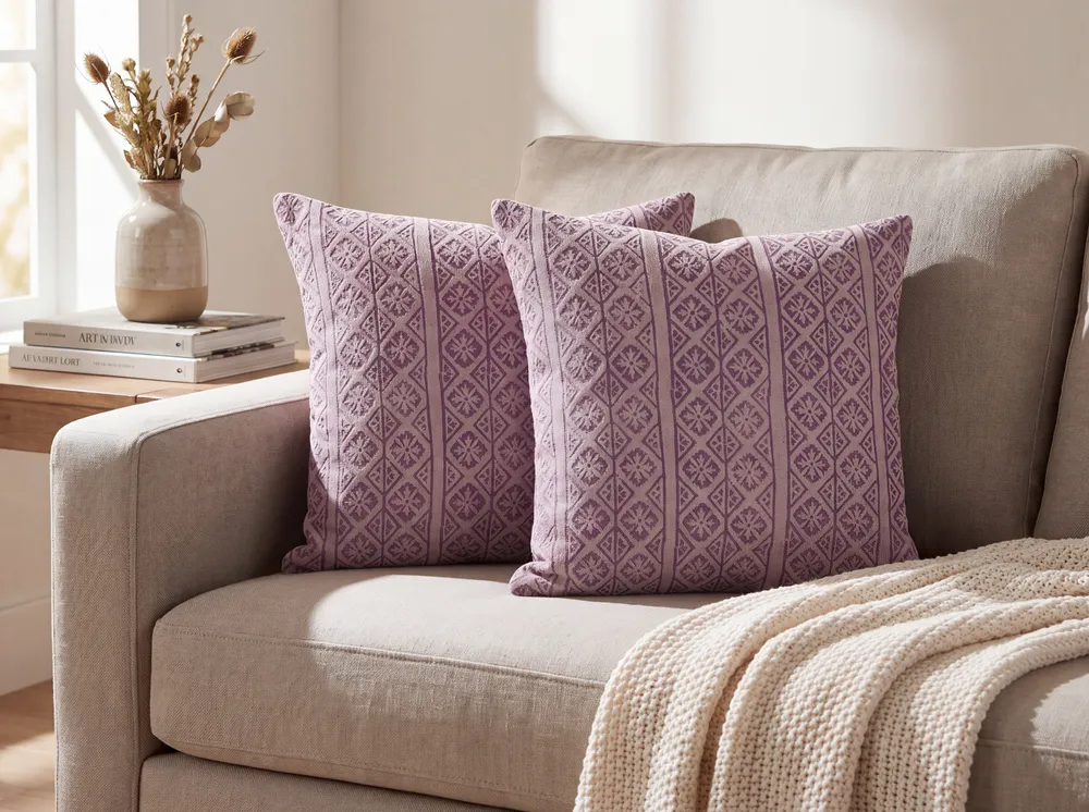 Set 2 velluto Cushions Geometric Pattern 45 x 45 cm Pink SILYBUM