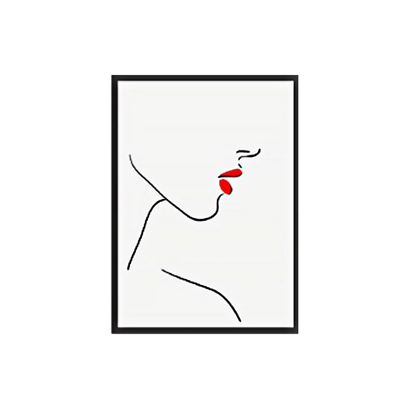 Decorazione da parete per cucina tela rossa con faccia di ragazza minimalista, diverse misure disponibili