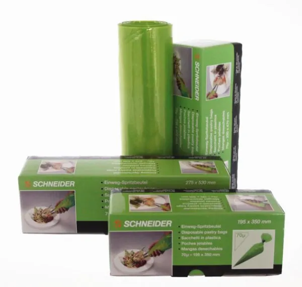 Sac à poche Schneider EW ECO punta chiusa 350 x 195 mm 70 µ arrotolato colore verde confezione: 100 pezzi/scatola 391800