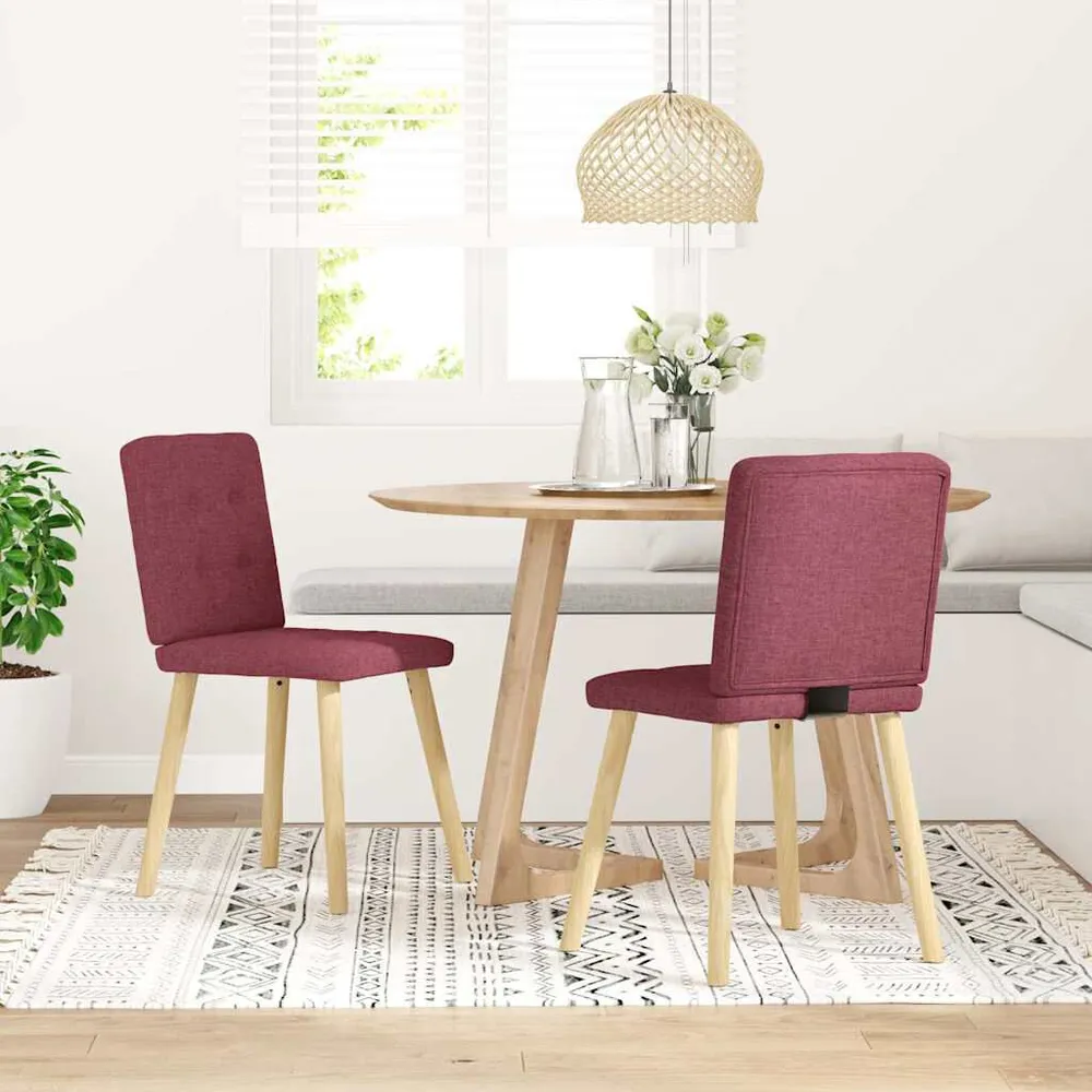 Sedie da Pranzo 2 pz Rosso Vino Tessuto Facile da Usare