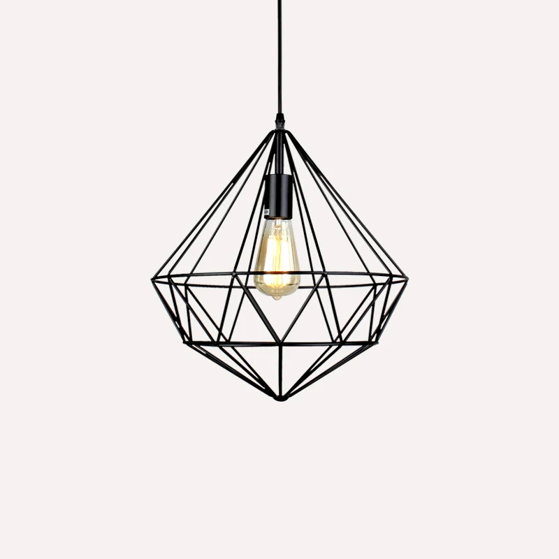 Lampada sospensione ferro forma di pietra preziosa Lampada sospensione antica 1 luce per sala da pranzo