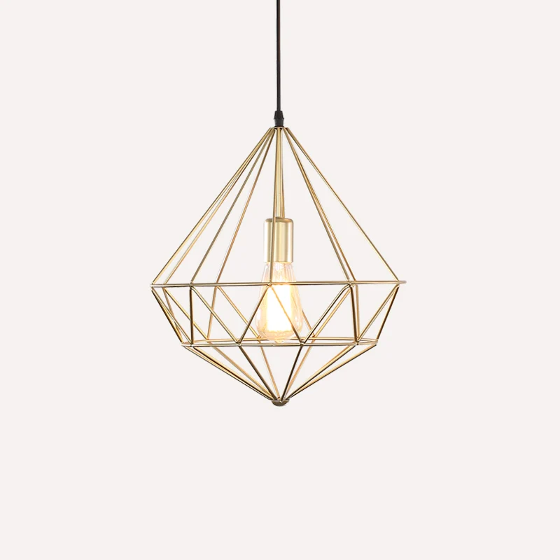 Lampada sospensione ferro forma di pietra preziosa Lampada sospensione antica 1 luce per sala da pranzo