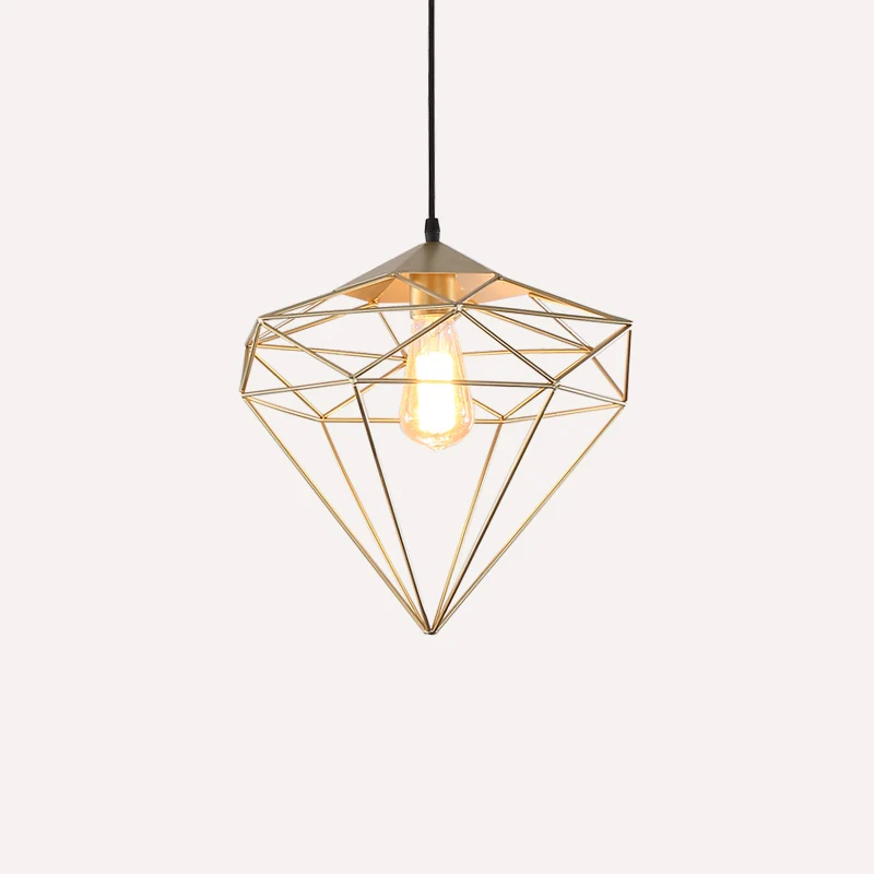 Lampada sospensione ferro forma di pietra preziosa Lampada sospensione antica 1 luce per sala da pranzo