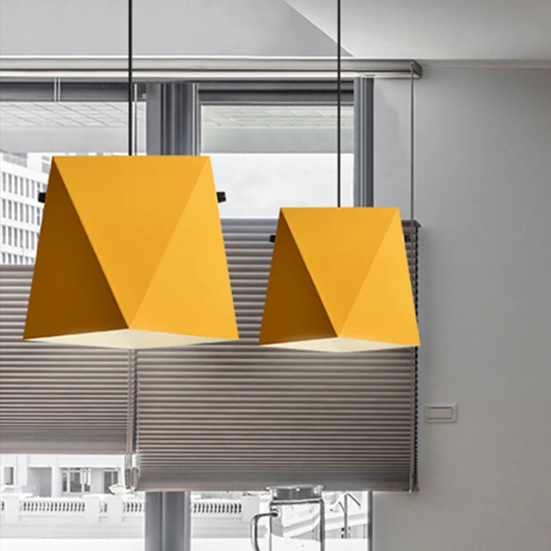 Lampadario sospensione con paralume geometrico, ferro macaron, 1 lampadina, lampada da soffitto per sala da pranzo rosa/ne...