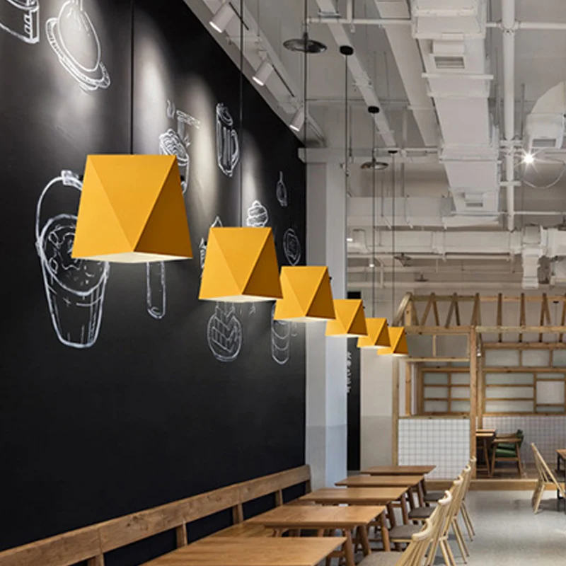 Lampadario sospensione con paralume geometrico, ferro macaron, 1 lampadina, lampada da soffitto per sala da pranzo rosa/ne...