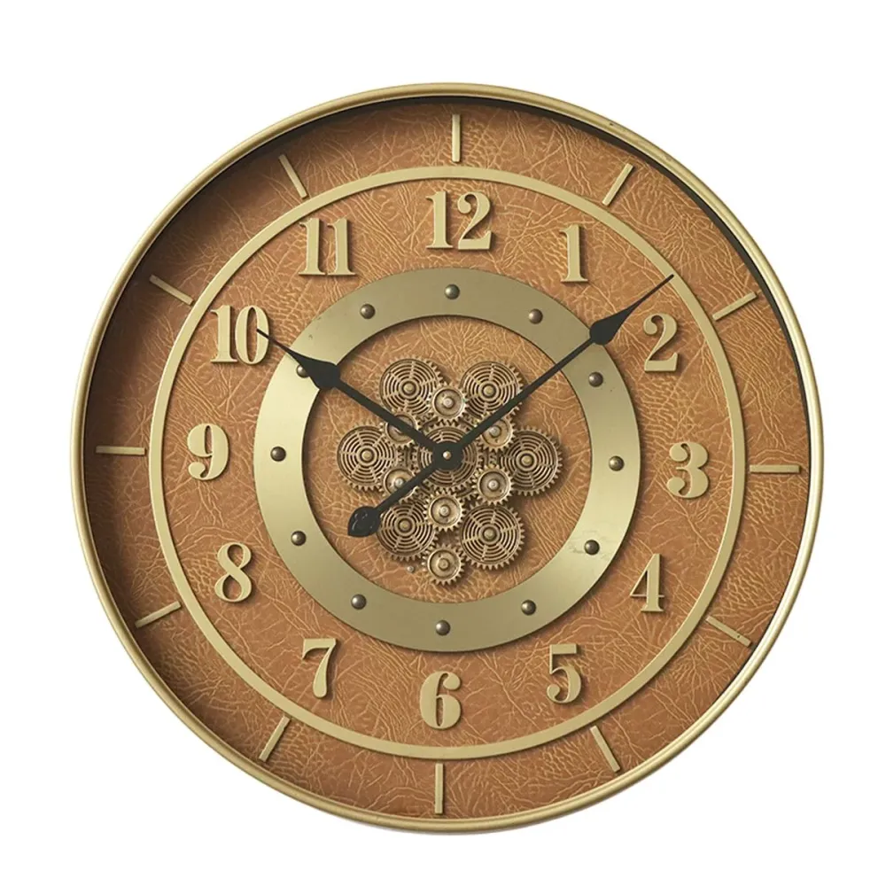 Orologio da Parete Home ESPRIT Arancio Dorato Cristallo Ferro Glam 59 X 8 X 59 CM