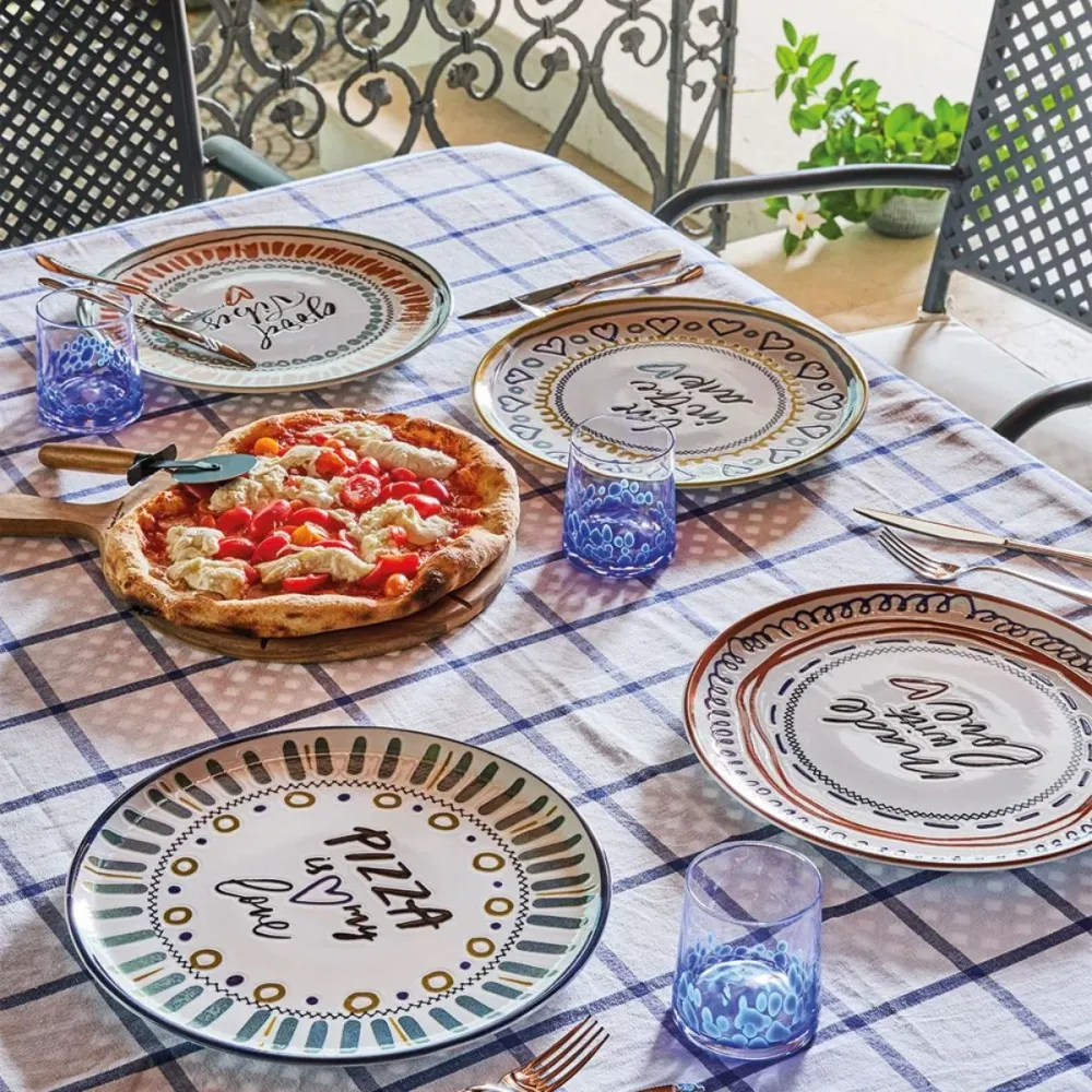 Set di 4 piatti porcellana per pizza Love Andrea Fontebasso Tognana