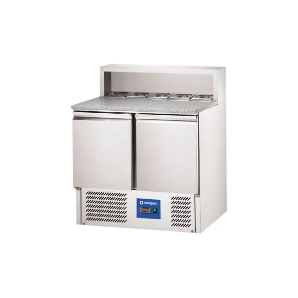 Tavolo per pizza acciaio inossidabile Stalgast 2 porte con piano di raffreddamento 5x GN 1/6 collezione Starline KT4430240