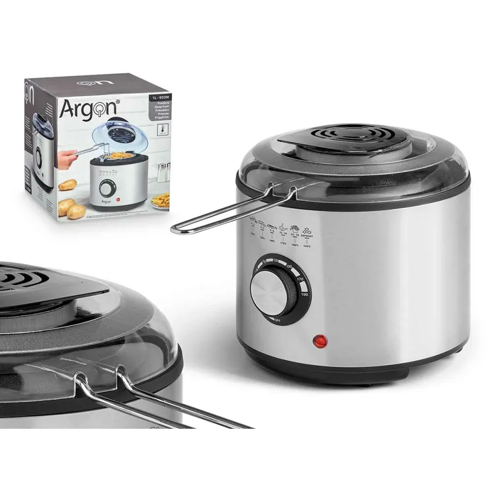 Friggitrice Argon Nero Trasparente Argentato 1 L 950 W