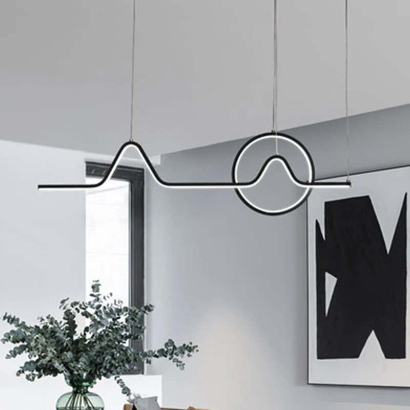 Apparecchio di illuminazione per isola con linee metalliche Plafoniera per isola LED stile attuale per sala da pranzo