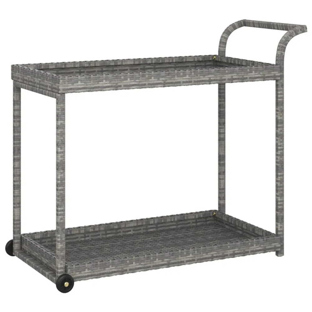 Carrello da Bar Grigio 100x45x83 cm Polyrattan