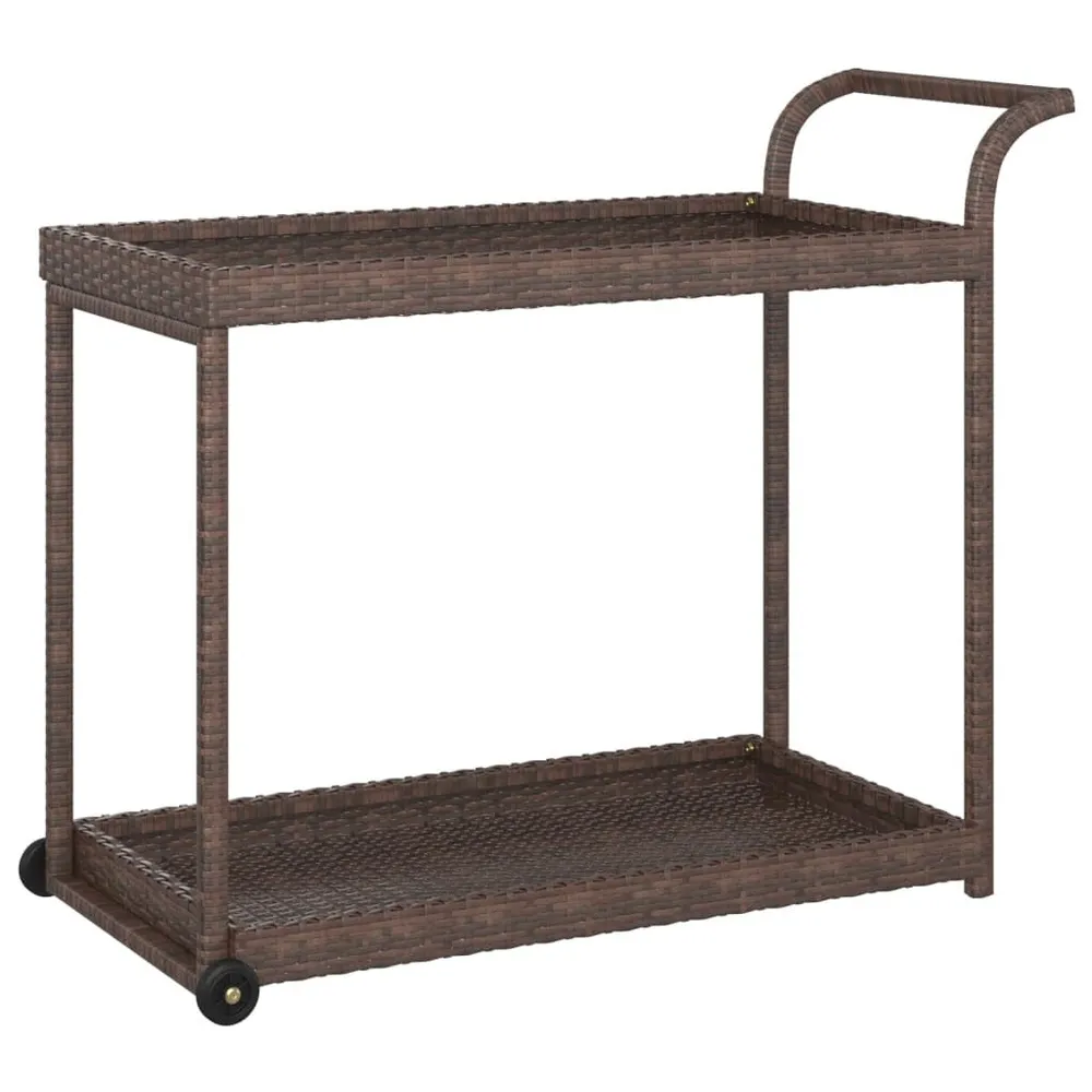 Carrello da Bar Marrone 100x45x83 cm Polyrattan