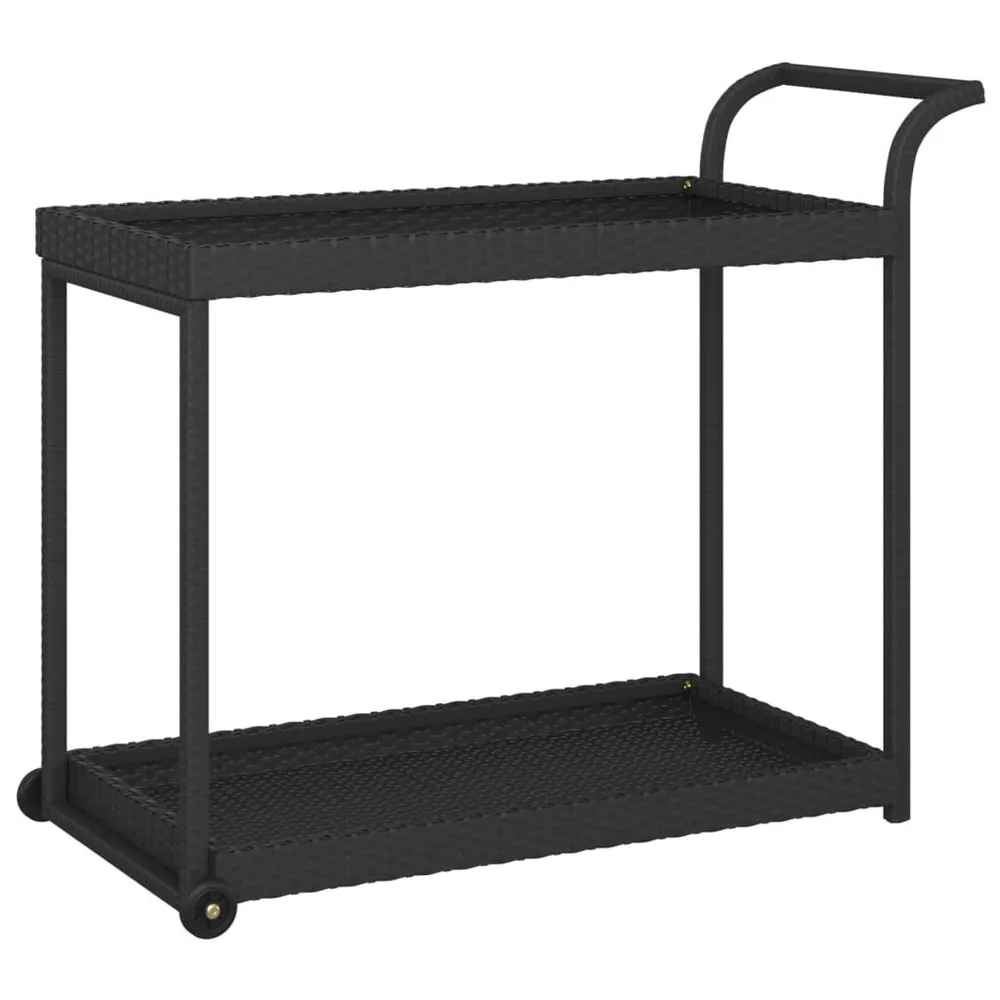Carrello da Bar Nero 100x45x83 cm Polyrattan