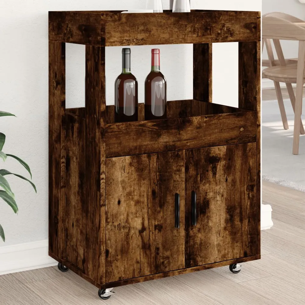 Carrello Bar Rovere Fumo 60x39,5x89 cm Legno Multistrato