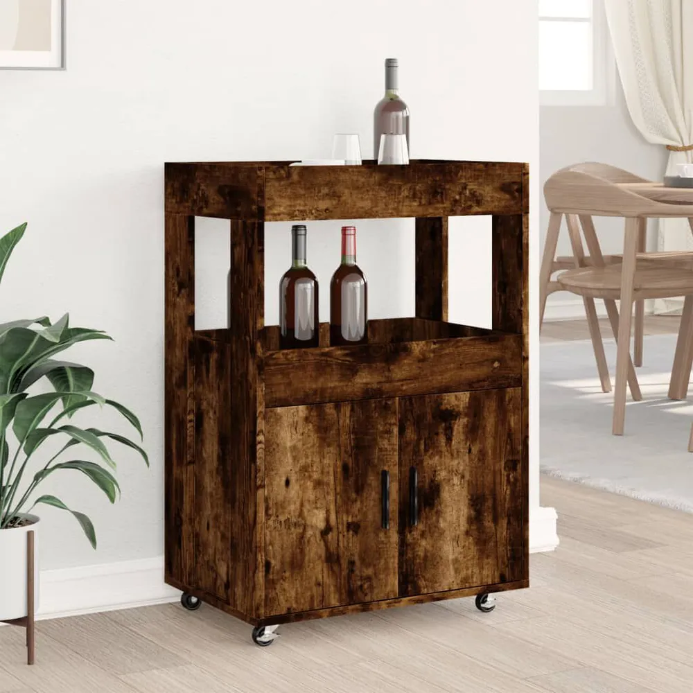 Carrello Bar Rovere Fumo 60x39,5x89 cm Legno Multistrato