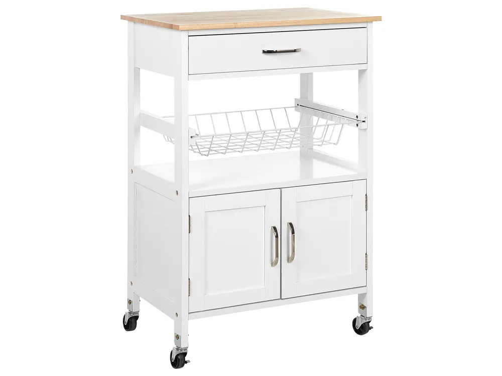 Carrello da cucina bianco e legno trasparente LUGO