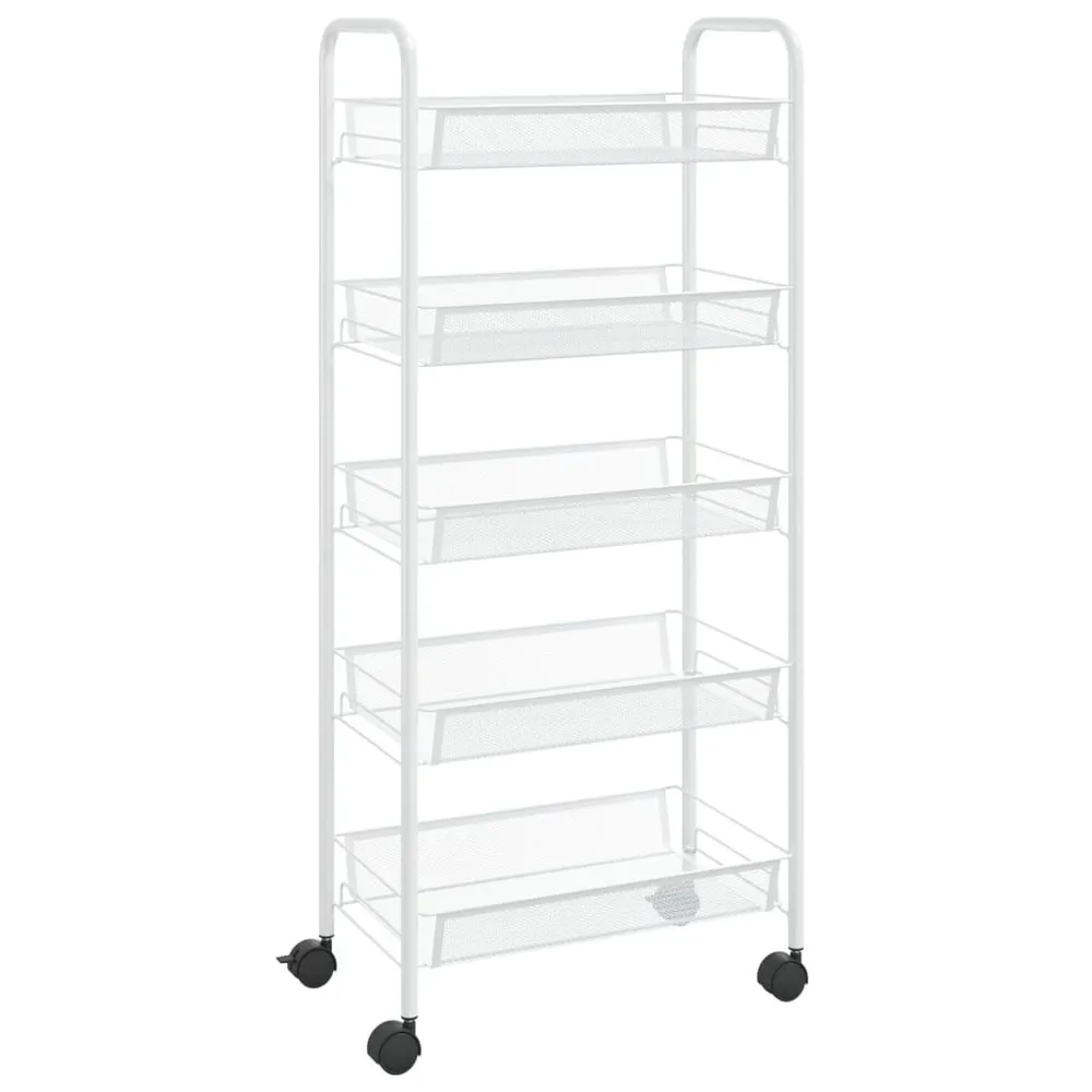 Carrello da Cucina con 5 Ripiani Bianco 46x26x105 cm Ferro