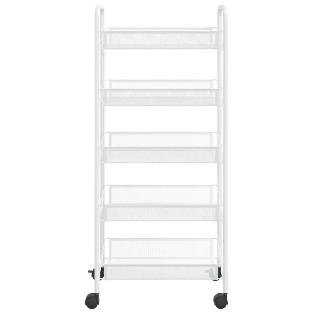 Carrello da Cucina con 5 Ripiani Bianco 46x26x105 cm Ferro