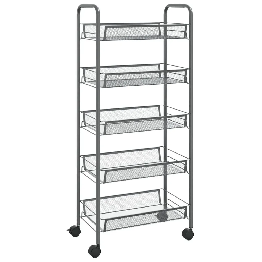 Carrello da Cucina con 5 Ripiani Grigio 46x26x105 cm Ferro