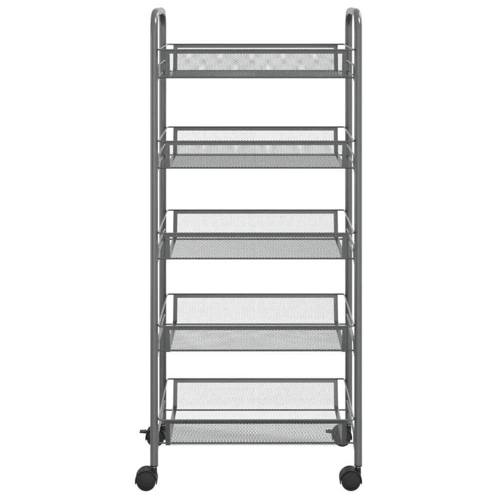 Carrello da Cucina con 5 Ripiani Grigio 46x26x105 cm Ferro