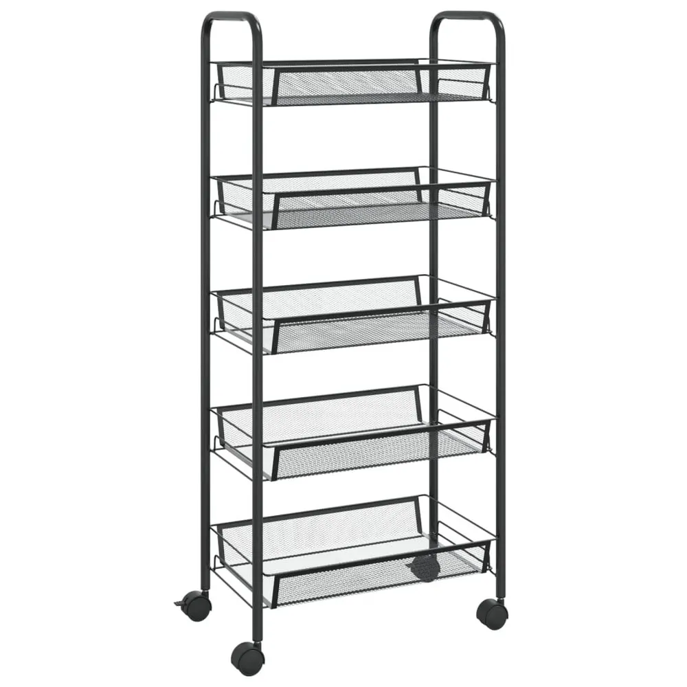 Carrello da Cucina con 5 Ripiani Nero 46x26x105 cm Ferro