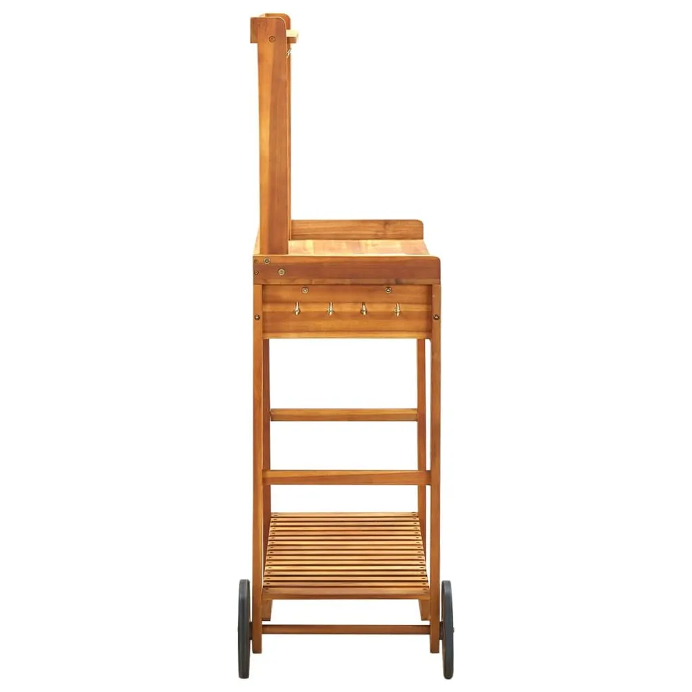 Carrello da Cucina da Giardino Acacia 92x43,5x141,5 cm