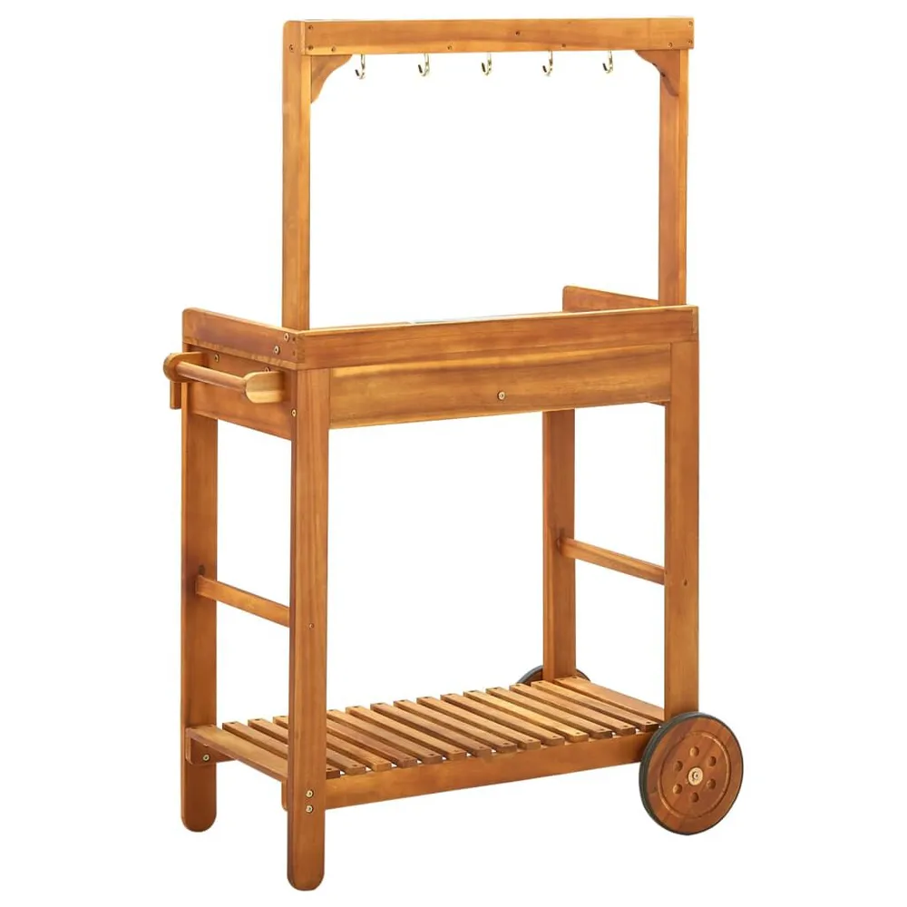 Carrello da Cucina da Giardino Acacia 92x43,5x141,5 cm