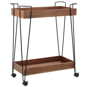 Carrello da cucina legno cupo e metallo nero BALME