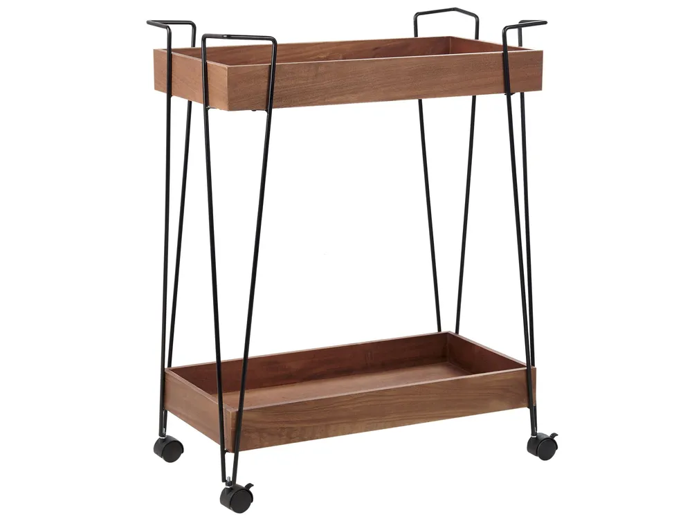 Carrello da cucina legno cupo e metallo nero BALME