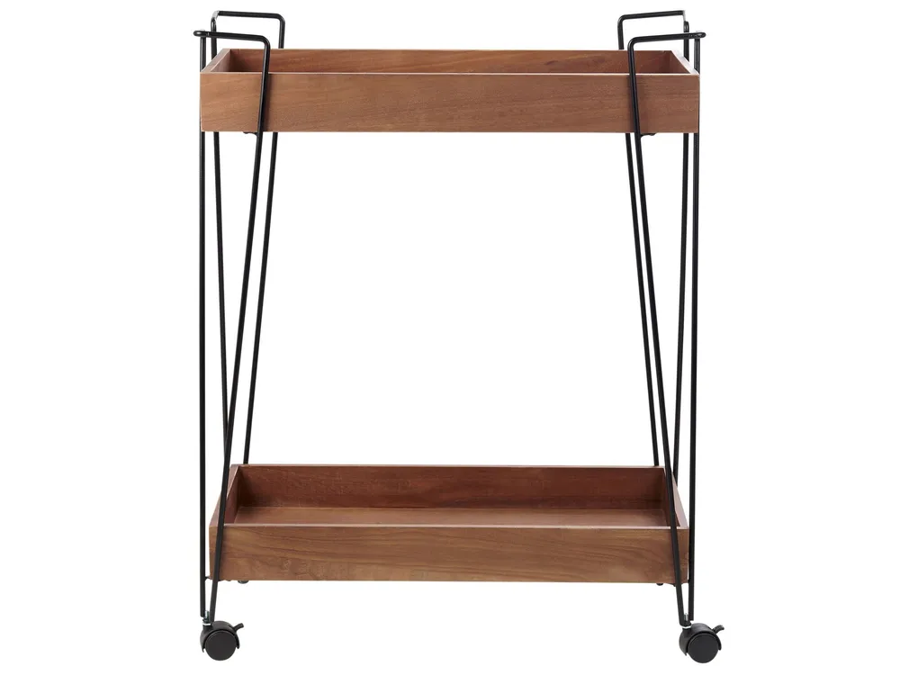 Carrello da cucina legno cupo e metallo nero BALME