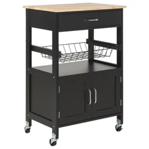 Carrello da cucina legno distinto e nero LUGO