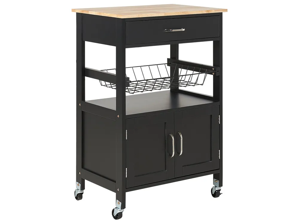Carrello da cucina legno distinto e nero LUGO