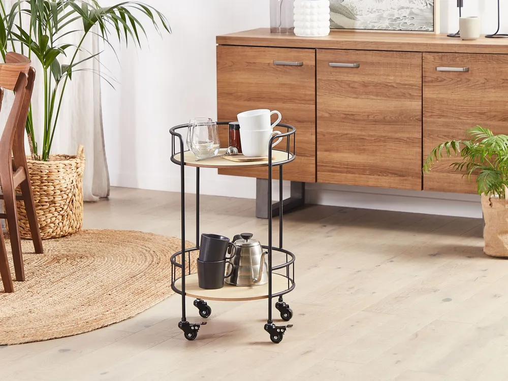 Carrello da cucina legno evidente e nero HIKO