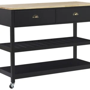 Carrello da cucina legno evidente nero NAVARINO