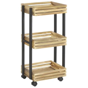 Carrello da cucina legno e nero LETINO
