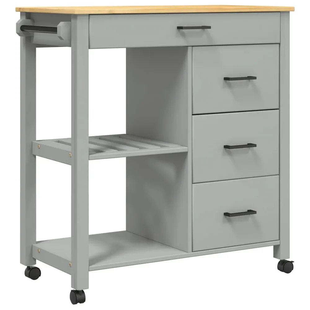 Carrello da Cucina MONZA 84x40x90 cm Legno Massello di Pino