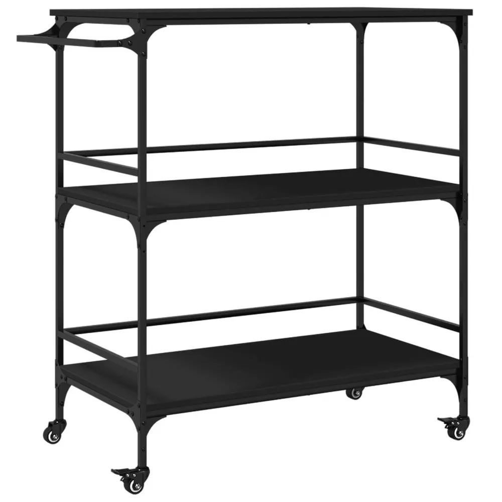 Carrello da Cucina Nero 100,5x50x105 cm Legno Multistrato