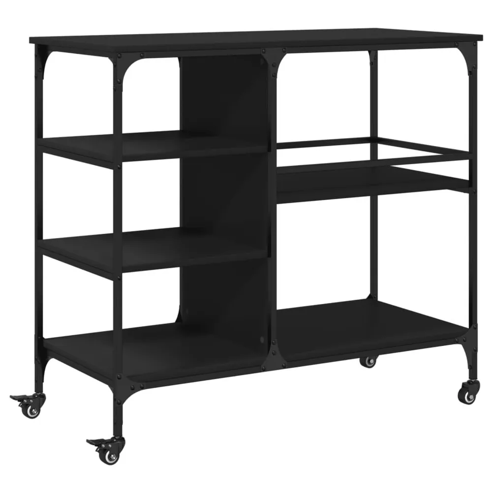Carrello da Cucina Nero 100x45x89,5 cm Legno Multistrato