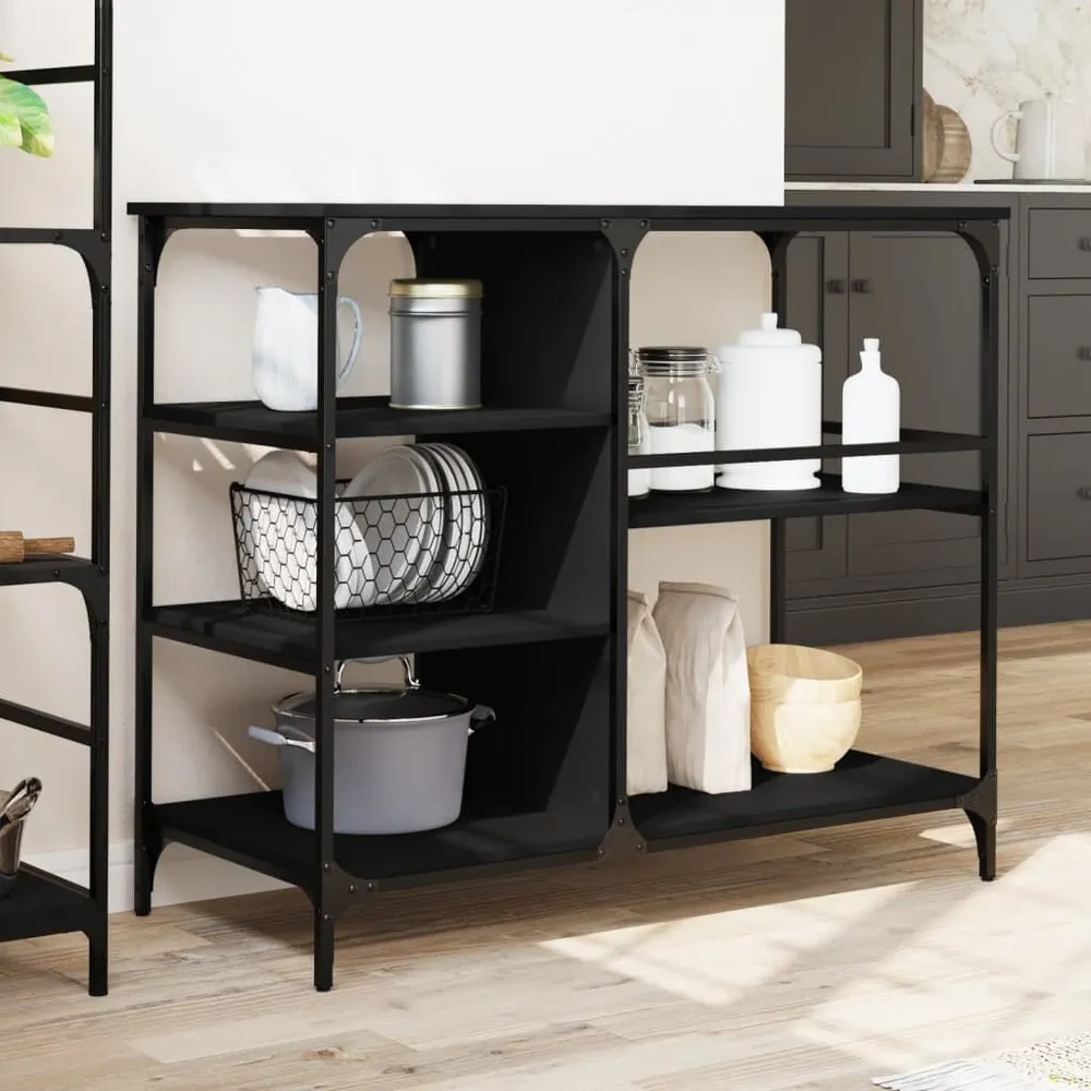 Carrello da Cucina Nero 100x45x89,5 cm Legno Multistrato