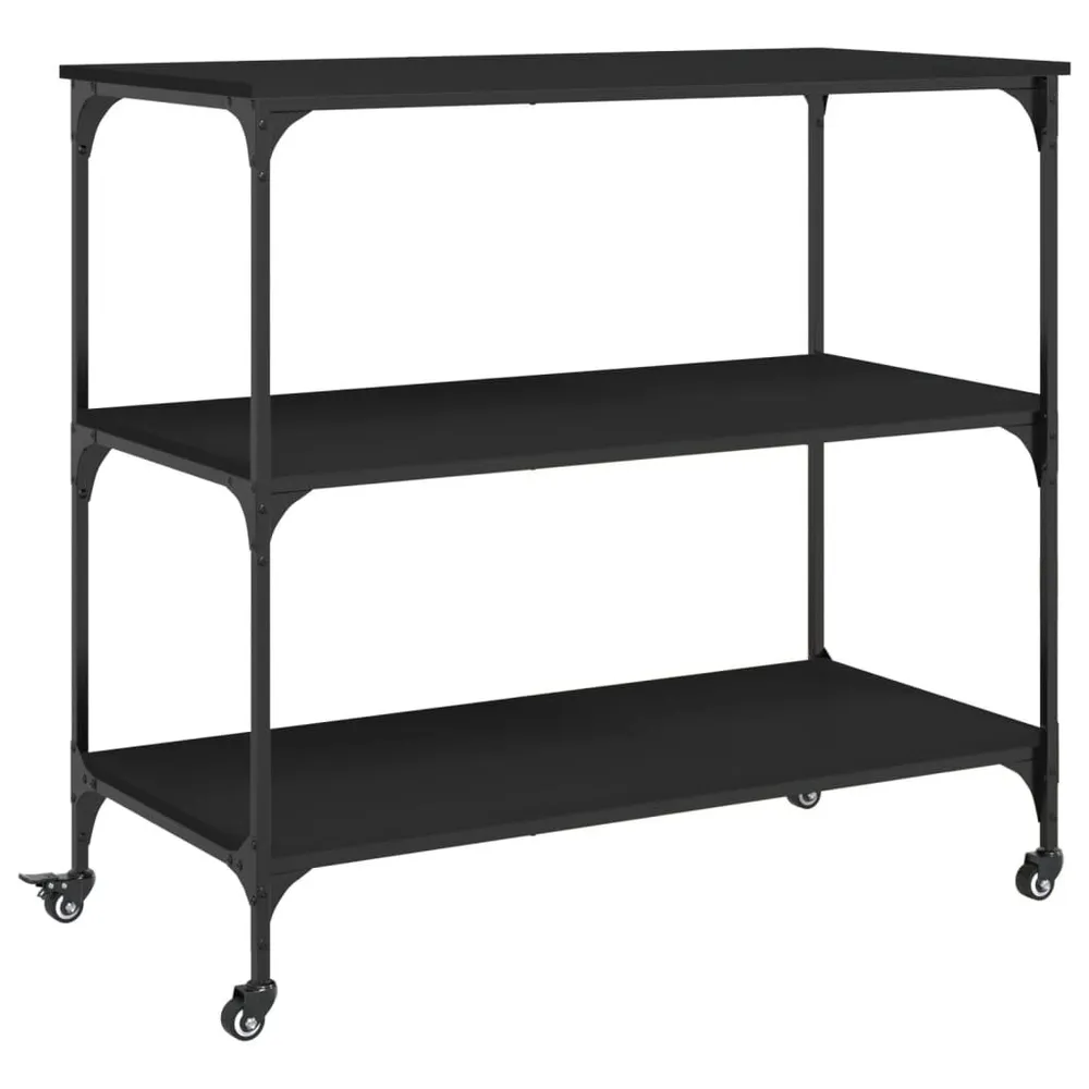 Carrello da Cucina Nero 102x50x95 cm Legno Multistrato
