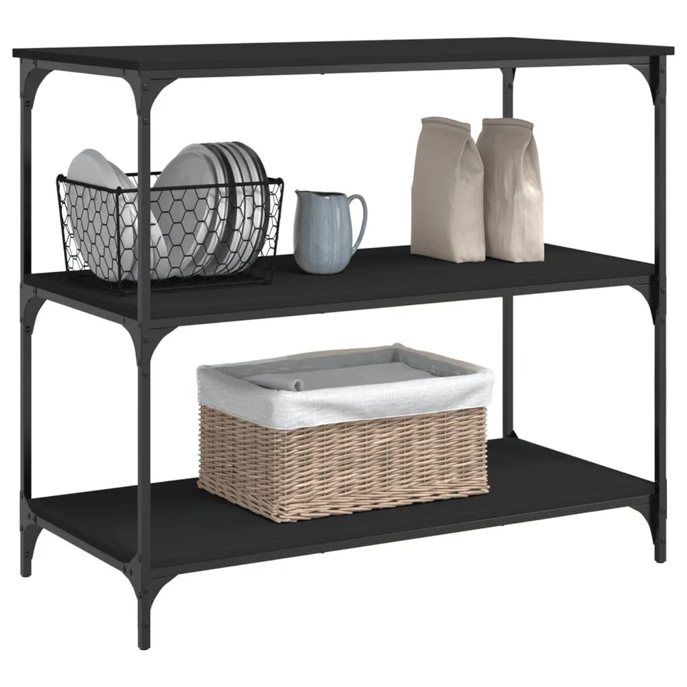 Carrello da Cucina Nero 102x50x95 cm Legno Multistrato