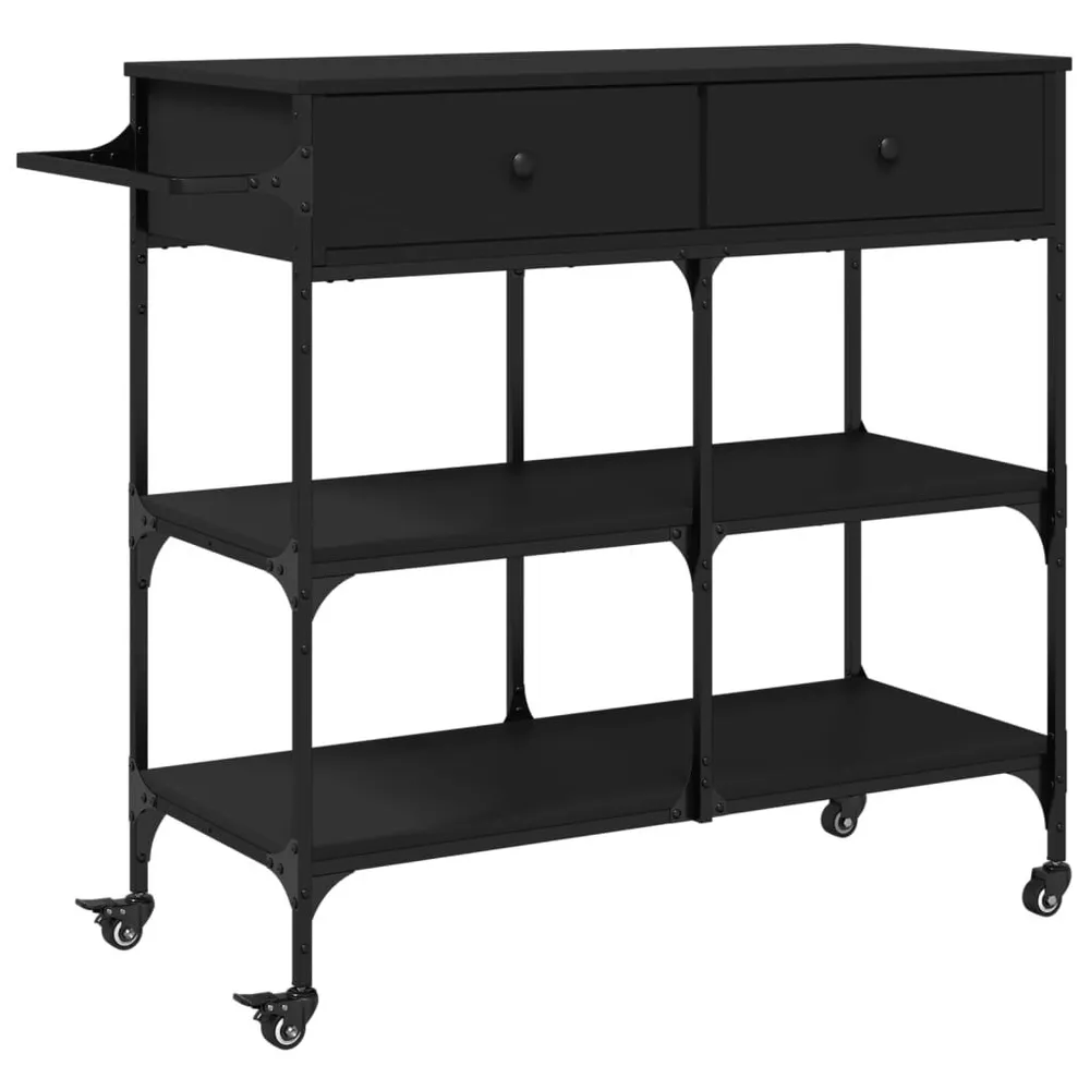 Carrello da Cucina Nero 105x42x95 cm Legno Multistrato