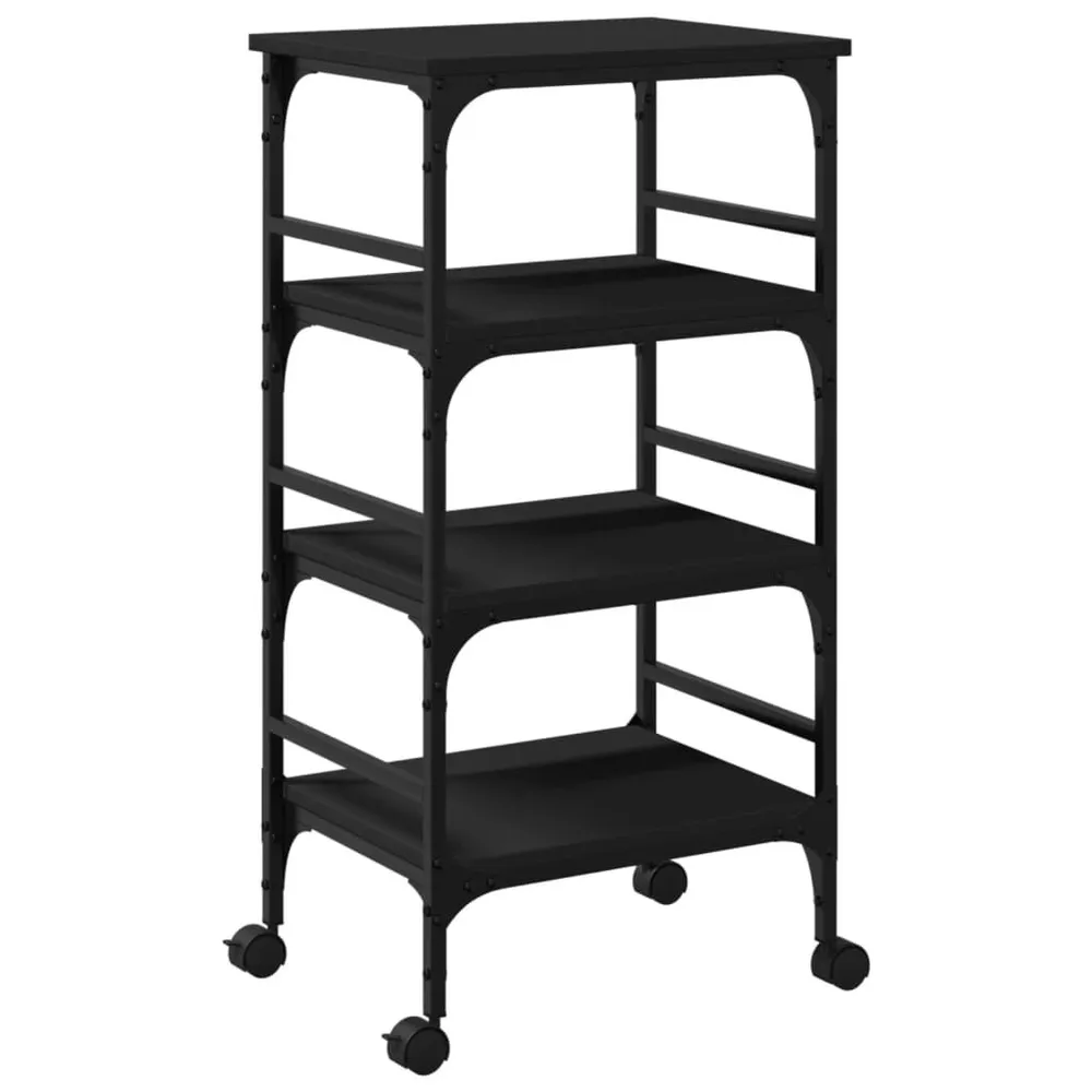 Carrello da Cucina Nero 45x35x89,5 cm Legno Multistrato