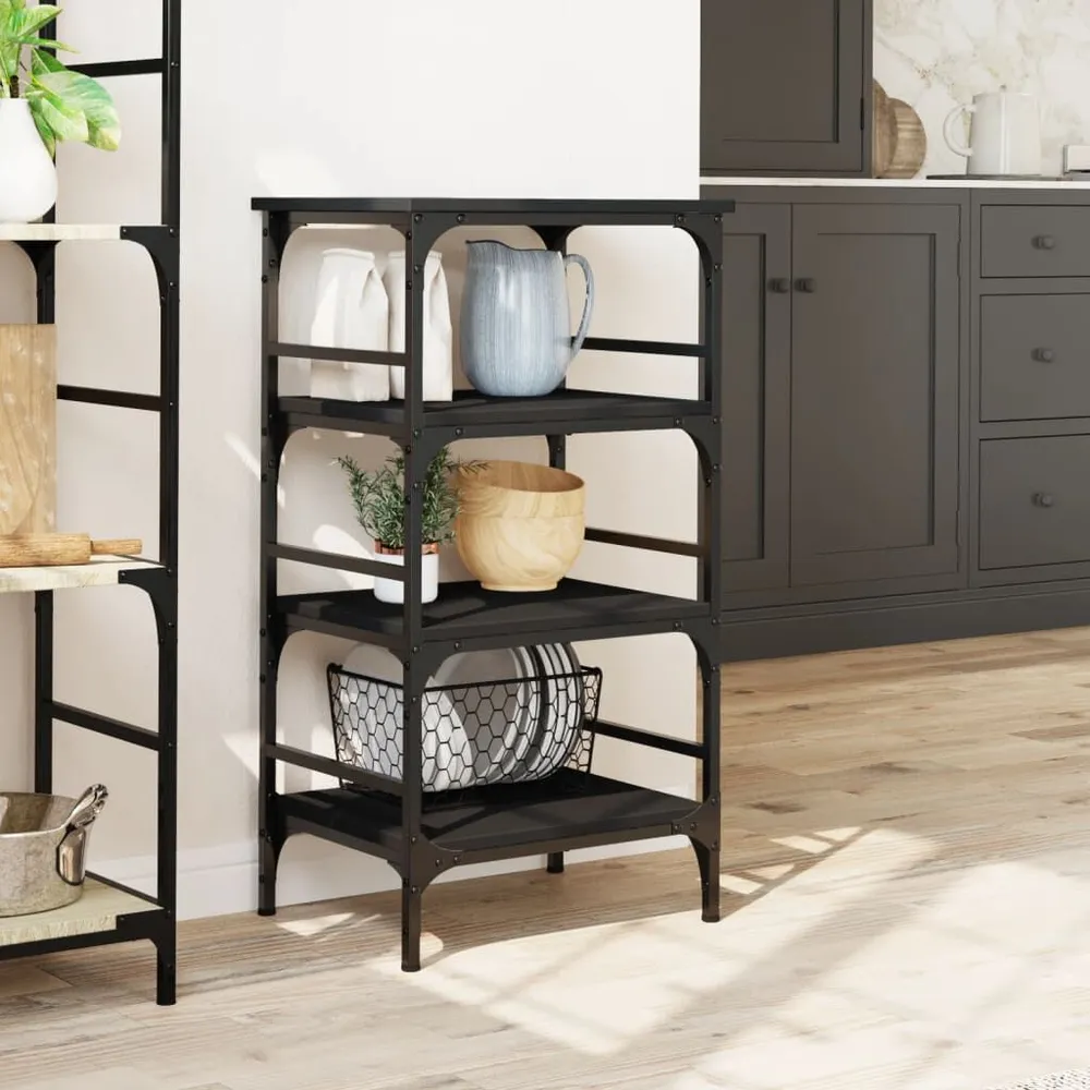 Carrello da Cucina Nero 45x35x89,5 cm Legno Multistrato