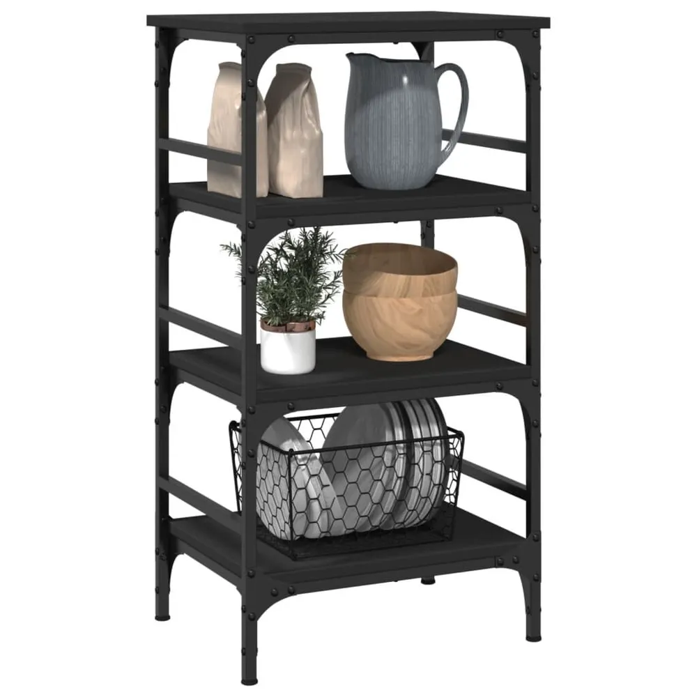Carrello da Cucina Nero 45x35x89,5 cm Legno Multistrato